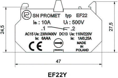PROMET Bloques de contactos NEF22 22mm NC PROMET Bloques de contactos NEF22 22mm NC