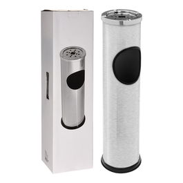 Basics Cenicero de Pie Inox Ø14,7 x 56 cm Acero Inoxidable Cepillado Brillante Tapa Protección Goma Base