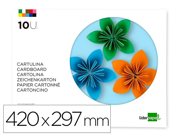 Liderpapel Bloc trabajos manuales cartulina 297x420mm 10 hojas colores surtidos Liderpapel Bloc trabajos manuales cartulina 297x420mm 10 hojas colores surtidos