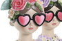 DKD Home Decor Figura de Resina Chica - Pack de 2 Surtido Azul y Rosa