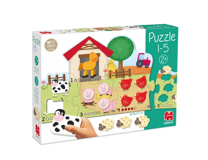 GOULA Puzzle 1-5 de Granja con Piezas de Madera y Cartón