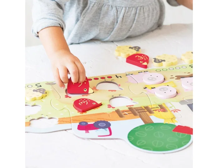 GOULA Puzzle 1-5 de Granja con Piezas de Madera y Cartón