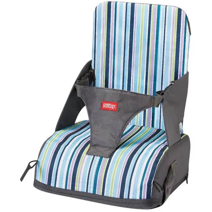 Nuby Asiento Elevador para Bebé con Arnés de 3 Puntos - A partir de 6 Meses, Rayas Azules - NUB0048526994236 Nuby Asiento Elevador para Bebé con Arnés de 3 Puntos - A partir de 6 Meses, Rayas Azules - NUB0048526994236