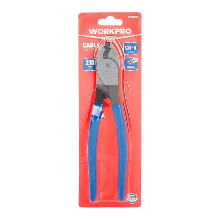 Workpro Cortacables 235 mm para Cobre y Aluminio, Acero de Alta Calidad con Mango Plástico Azul, Corte Suave y Potente
