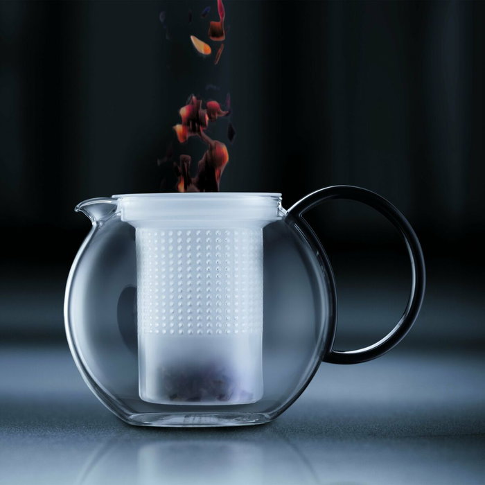 Bodum Chambord SET Tetera con Prensa 1,0 l con Tapa, Asa, Filtro de Plástico + 2 Vasos 0,35 l