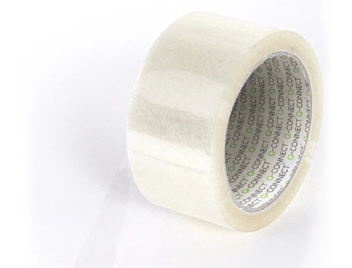 Q-connect Cinta Adhesiva de Polipropileno Transparente, Precinto para Embalaĵe, 75 mm Ancho x 66 m Largo, Alta Adherencia