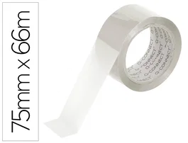 Q-connect Cinta Adhesiva de Polipropileno Transparente, Precinto para Embalaĵe, 75 mm Ancho x 66 m Largo, Alta Adherencia