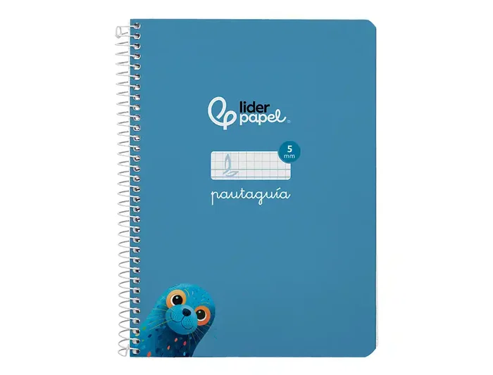 Liderpapel Cuaderno espiral A5 Pautaguía Tapa Dura 80 Hojas 90 gr Cuadro Pautado 5mm Color Azul