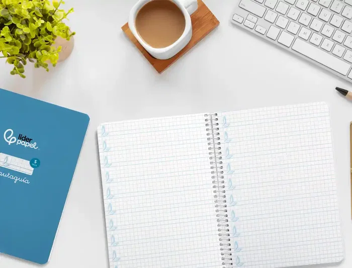 Liderpapel Cuaderno espiral A5 Pautaguía Tapa Dura 80 Hojas 90 gr Cuadro Pautado 5mm Color Azul