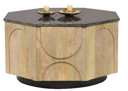 DKD Home Decor Mesa Centro Moderno Mango y Marmol 80 x 80 x 45 cm