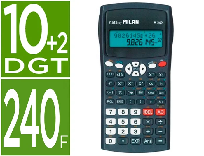 MILAN Calculadora Científica M240 Negra con Tapa Gris MILAN Calculadora Científica M240 Negra con Tapa Gris