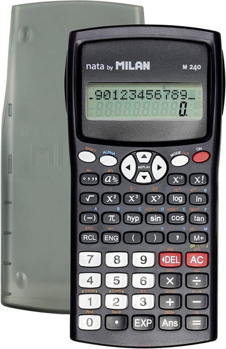 MILAN Calculadora Científica M240 Negra con Tapa Gris