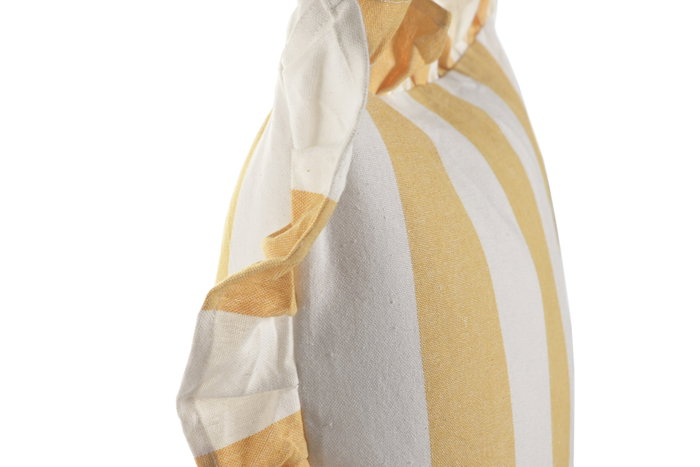 DKD Home Decor Cojín de Algodón Reciclado con Volantes y Rayas Amarillo 45x45 cm
