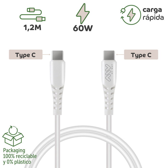 myway cable Tipo C-Tipo C 60W 1m blanco