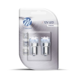 M-Tech L033 W Blister 2X Led Ba15S 9 Led 5 mm Blanco