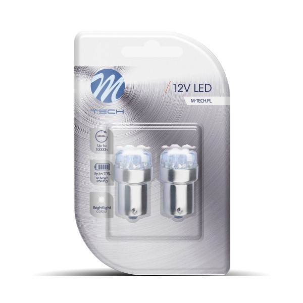 M-Tech Blíster 2x LED L033W - Ba15S 9LED Blanco M-Tech Blíster 2x LED L033W - Ba15S 9LED Blanco