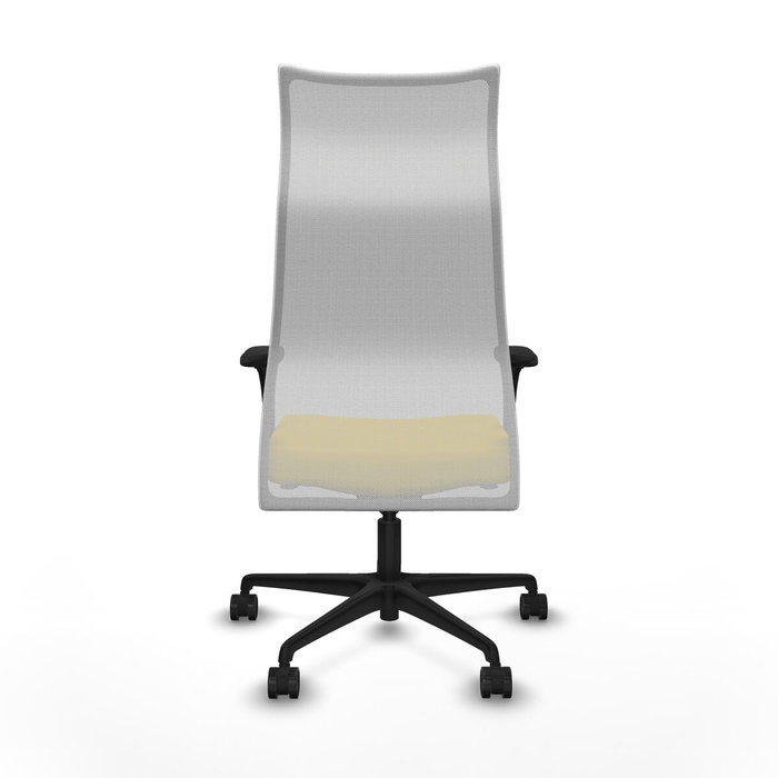 PIQUERAS Y CRESPO Silla de oficina Albacete con mecanismo sincro, malla blanca y asiento amarillo