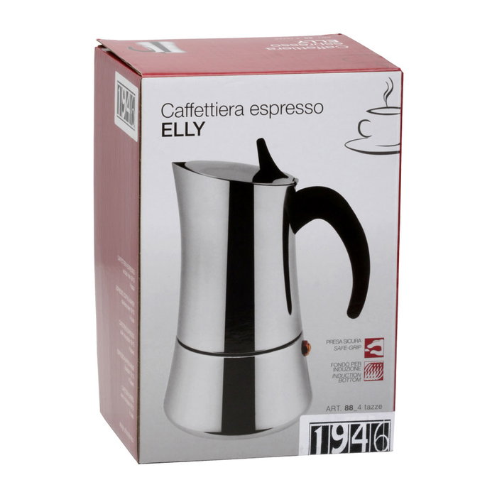1946 Cafetera Elly 250 Ml 4 Tazas Inducción Acero Inoxidable 18/10