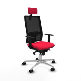 PIQUERAS Y CRESPO Silla de oficina Horna con mecanismo Sincro, Rojo y Negro