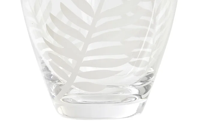 DKD Home Decor Jarrón de Cristal Grabado Hojas Transparente