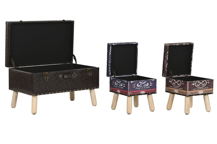 DKD Home Decor Baul Atlantico Multicolor Marron 40 x 45 x 70 cm Set de 3