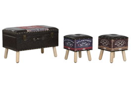 DKD Home Decor Baul Atlantico Multicolor Marron 40 x 45 x 70 cm Set de 3