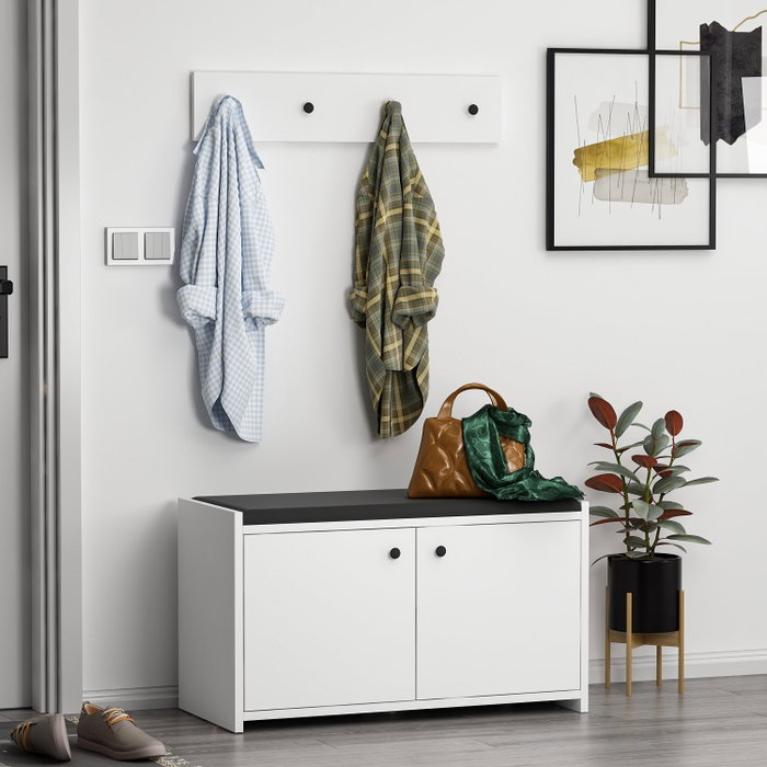 Hanah Home Zapatero Escandinavo Zen White, Mueble de Entrada con Almacenamiento, Color Blanco