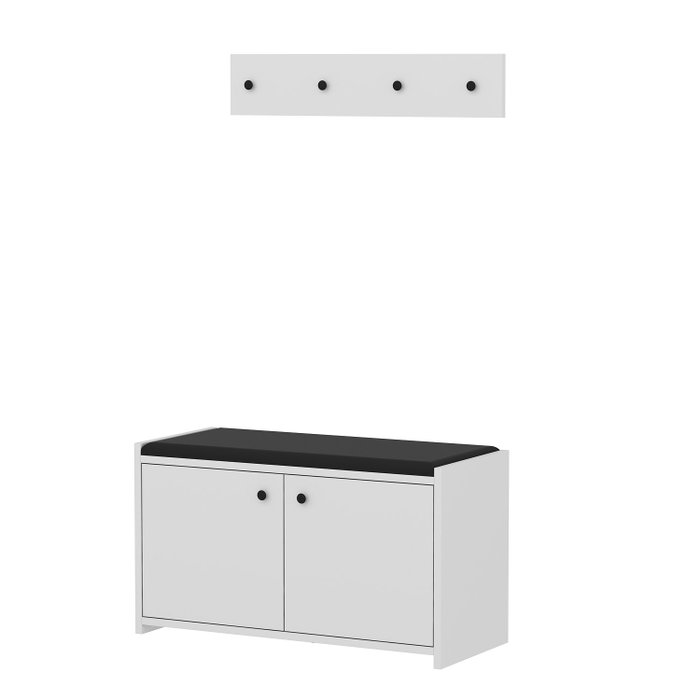 Hanah Home Zapatero Escandinavo Zen White, Mueble de Entrada con Almacenamiento, Color Blanco