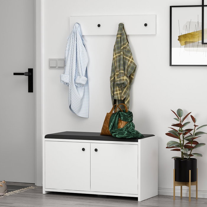 Hanah Home Zapatero Escandinavo Zen White, Mueble de Entrada con Almacenamiento, Color Blanco