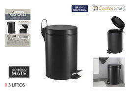 Confortime Cubo Basura Metal con Pedal 3 Litros Negro 17 x 25.7 x 22 cm (6 Unidades)