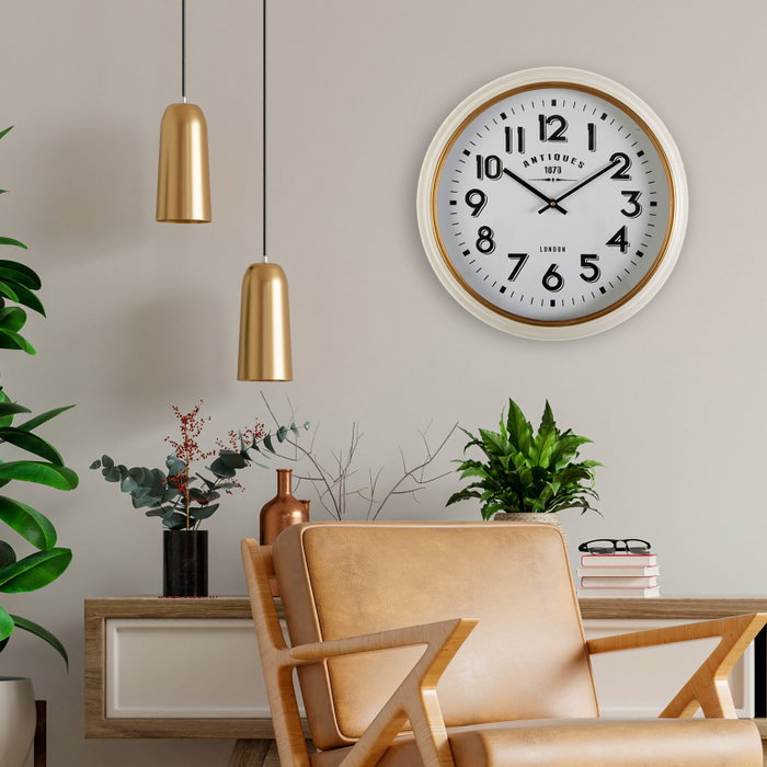 Reloj de Pared Versa Antiques Blanco Madera MDF Madera MDF y metal 5,8 x 42 cm Reloj de Pared Versa Antiques Blanco Madera MDF Madera MDF y metal 5,8 x 42 cm