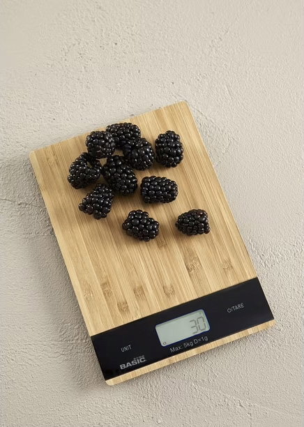 Inde Báscula Cocina Digital Cuadrada Bambú 5 kg con Dimensiones 21.5 x 15 x 1.6 cm (12 Unidades)