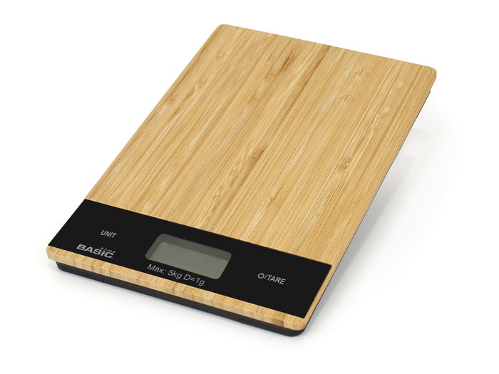 Inde Báscula Cocina Digital Cuadrada Bambú 5 kg con Dimensiones 21.5 x 15 x 1.6 cm (12 Unidades)