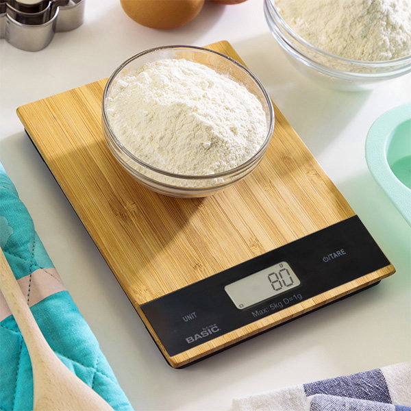 Inde Báscula Cocina Digital Cuadrada Bambú 5 kg con Dimensiones 21.5 x 15 x 1.6 cm (12 Unidades)