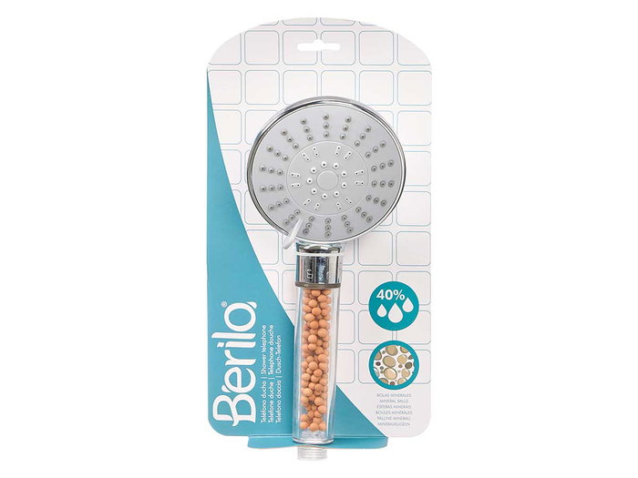 BERILO Teléfono de ducha con filtro de piedras 11 cm de diámetro