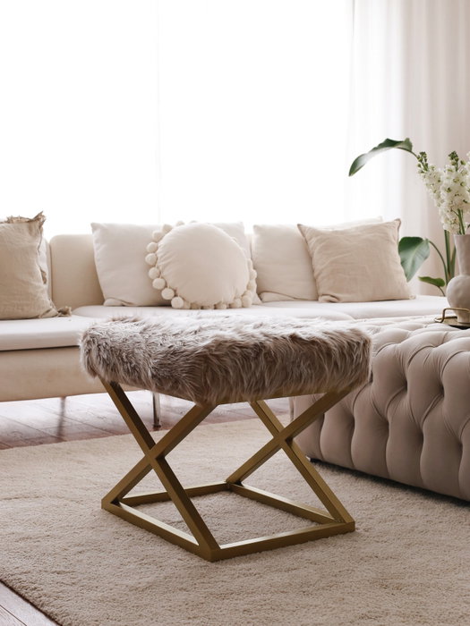 Atelier Del Sofa Puf Felpa Marrón y Dorado 50x42x40 cm Atelier Del Sofa Puf Felpa Marrón y Dorado 50x42x40 cm