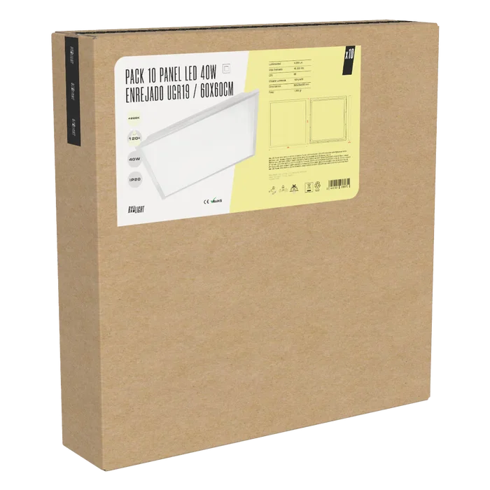 BX3 LIGHT Panel LED 40W 600x60cm Enrejado UGR19 4400Lm 6000K 40000H BX3-PG-600x600-40WCW, para oficinas y salas