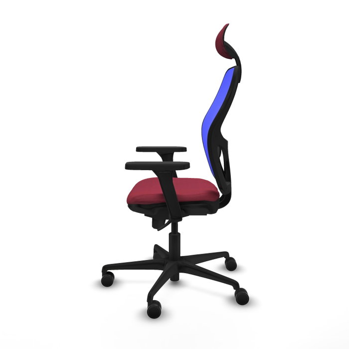 PIQUERAS Y CRESPO Silla de oficina Jorquera con mecanismo Sincro, brazos 3D y cabecero fijo, Granate/Azul PIQUERAS Y CRESPO Silla de oficina Jorquera con mecanismo Sincro, brazos 3D y cabecero fijo, Granate/Azul