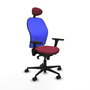 PIQUERAS Y CRESPO Silla de oficina Jorquera con mecanismo Sincro, brazos 3D y cabecero fijo, Granate/Azul