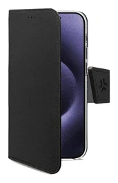 Celly WALLY1081 Funda cartera para Apple iPhone 16 Pro Max 6.9" (17.5 cm), con soporte y bolsillos, imitación piel, color Negro
