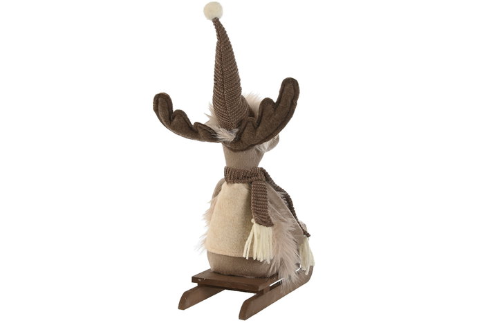 DKD Home Decor Figura de Reno en Trineo Beige y Marrón DKD Home Decor Figura de Reno en Trineo Beige y Marrón
