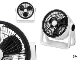 Argon Ventilador Giratorio de Sobremesa 35W Bicolor Blanco/Negro, 2 Velocidades, Dimensiones 25.5x28x18.5 cm (Set de 4)