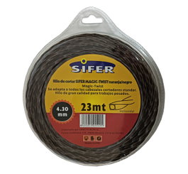 SIFER Hilo para Desbrozadora Silencio Helicoidal 4,3 mm x 27 m Naranja/Negro