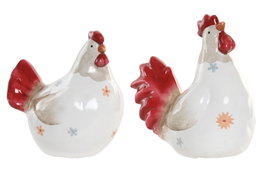 DKD Home Decor Figura de Gallina en Terracota, Pack de 2 unidades