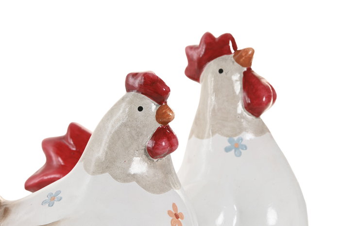 DKD Home Decor Figura de Gallina en Terracota, Pack de 2 unidades