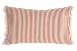 DKD Home Decor Cojín de Algodón con Flecos de Rayas Naranja