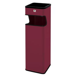 Papelera Cenicero Cilindro Metalica Cuadrada B-33 Burdeos