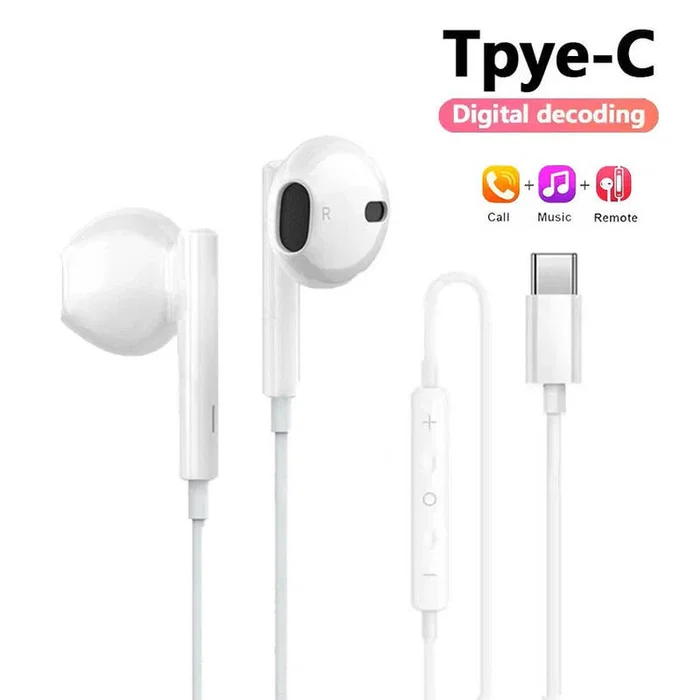 Generico Auriculares tipo C con micrófono y cable blancos