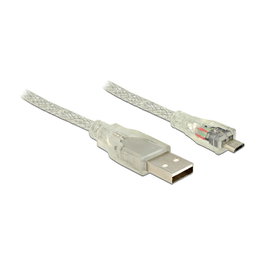 DeLOCK Cable USB 2.0 Tipo A a Micro-USB B de 3 m, Transparente
