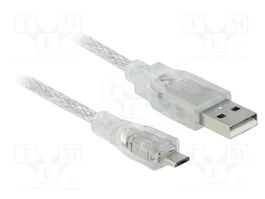 DeLOCK Cable USB 2.0 Tipo-A a Micro-B de 3 m, Transparente
